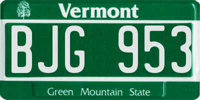 VT license plate BJG953