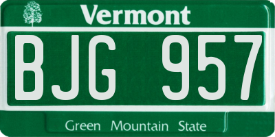 VT license plate BJG957