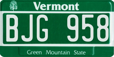 VT license plate BJG958