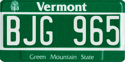 VT license plate BJG965