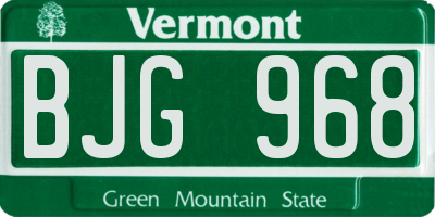 VT license plate BJG968