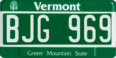 VT license plate BJG969