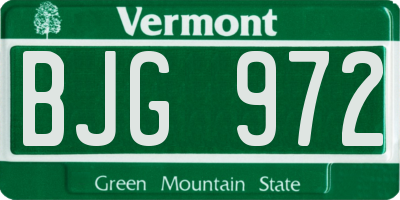 VT license plate BJG972