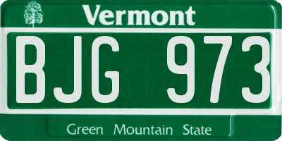 VT license plate BJG973