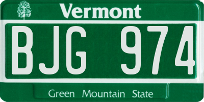 VT license plate BJG974
