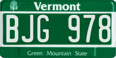 VT license plate BJG978
