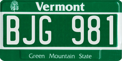 VT license plate BJG981