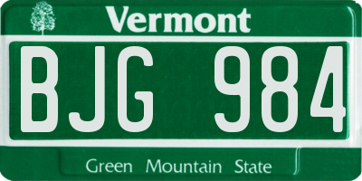 VT license plate BJG984