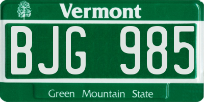 VT license plate BJG985