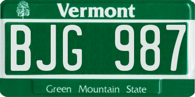VT license plate BJG987