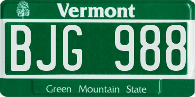 VT license plate BJG988