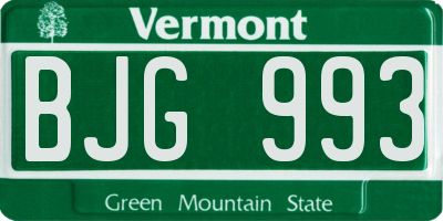VT license plate BJG993