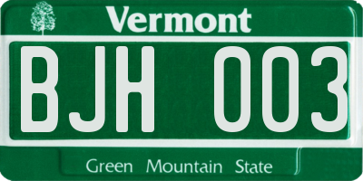 VT license plate BJH003