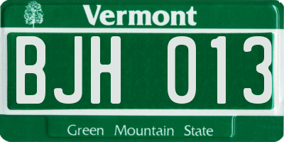 VT license plate BJH013