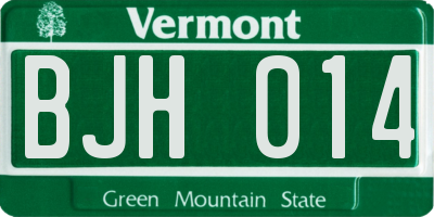 VT license plate BJH014