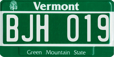 VT license plate BJH019