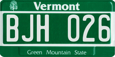 VT license plate BJH026