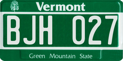VT license plate BJH027