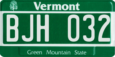 VT license plate BJH032