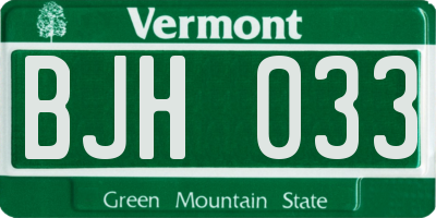 VT license plate BJH033