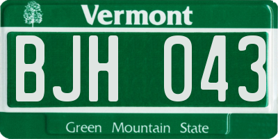 VT license plate BJH043