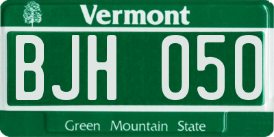 VT license plate BJH050
