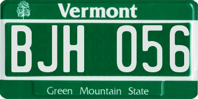 VT license plate BJH056