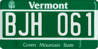 VT license plate BJH061