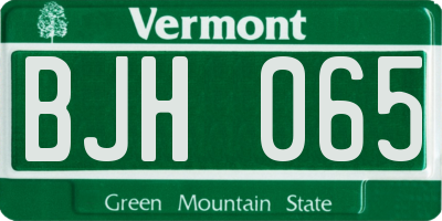 VT license plate BJH065