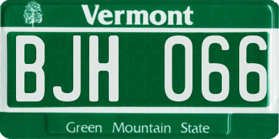VT license plate BJH066