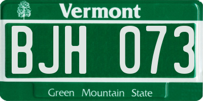 VT license plate BJH073
