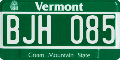 VT license plate BJH085