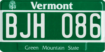 VT license plate BJH086