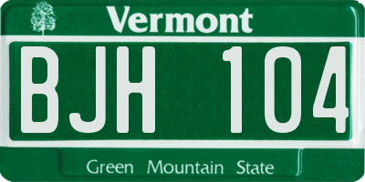 VT license plate BJH104