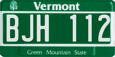 VT license plate BJH112