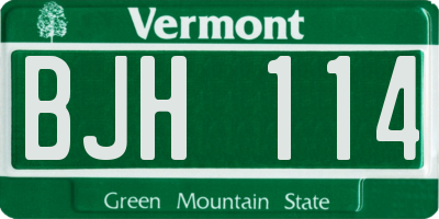 VT license plate BJH114