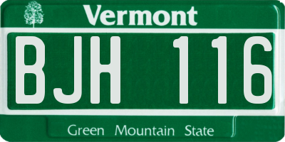 VT license plate BJH116