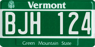 VT license plate BJH124