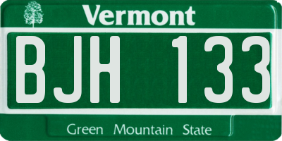 VT license plate BJH133