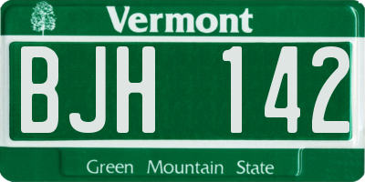 VT license plate BJH142