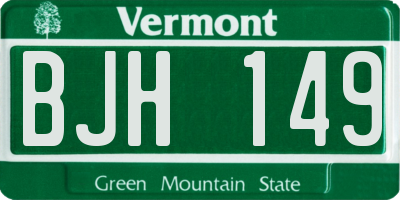 VT license plate BJH149