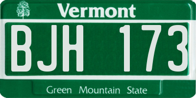 VT license plate BJH173
