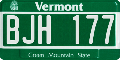 VT license plate BJH177