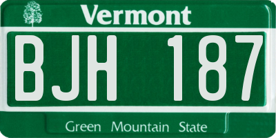 VT license plate BJH187