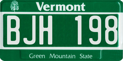 VT license plate BJH198
