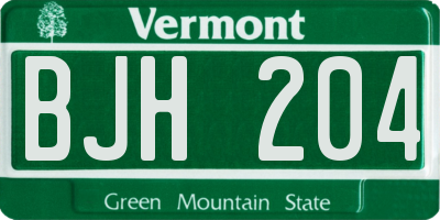VT license plate BJH204