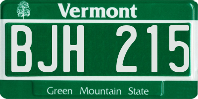 VT license plate BJH215