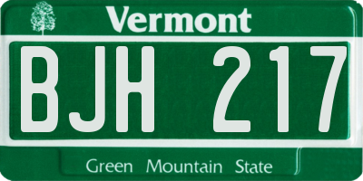 VT license plate BJH217