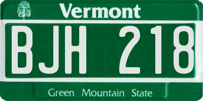 VT license plate BJH218