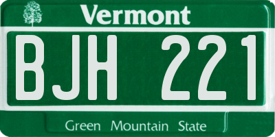 VT license plate BJH221